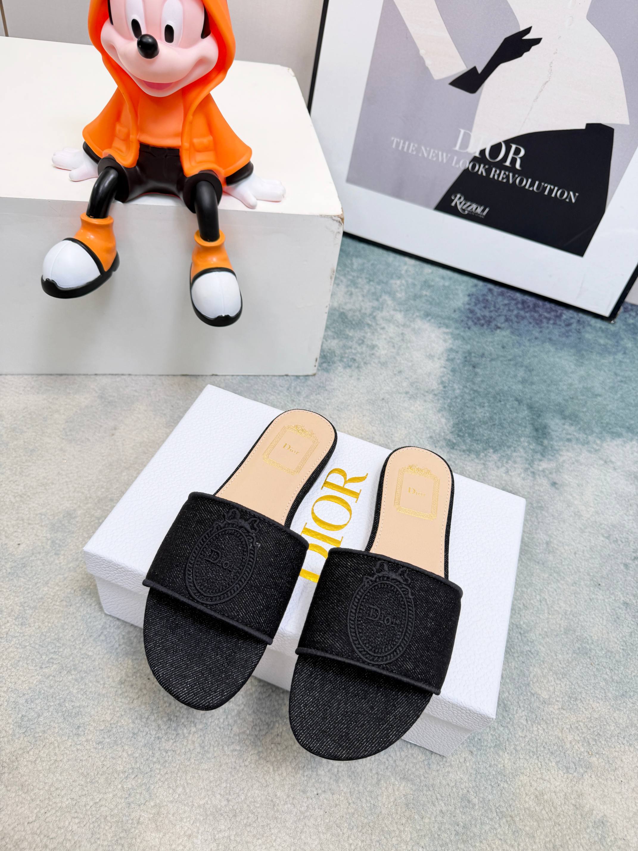 DIOR 26S SANDALS IN BLACK DENIM