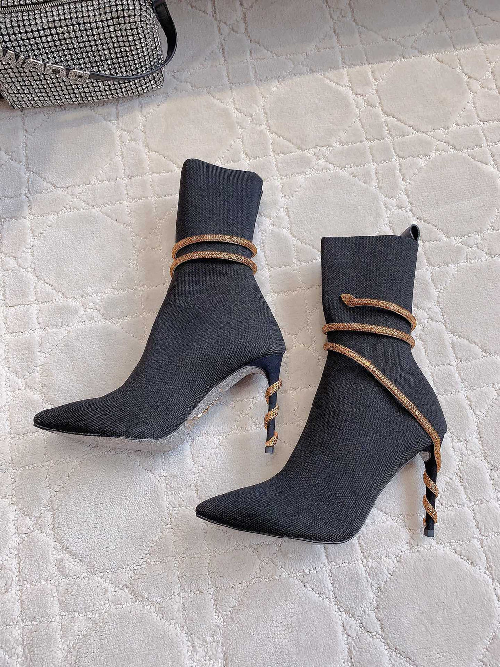 MARGOT BLACK AND GOLD ANKLE BOOT 95 MM