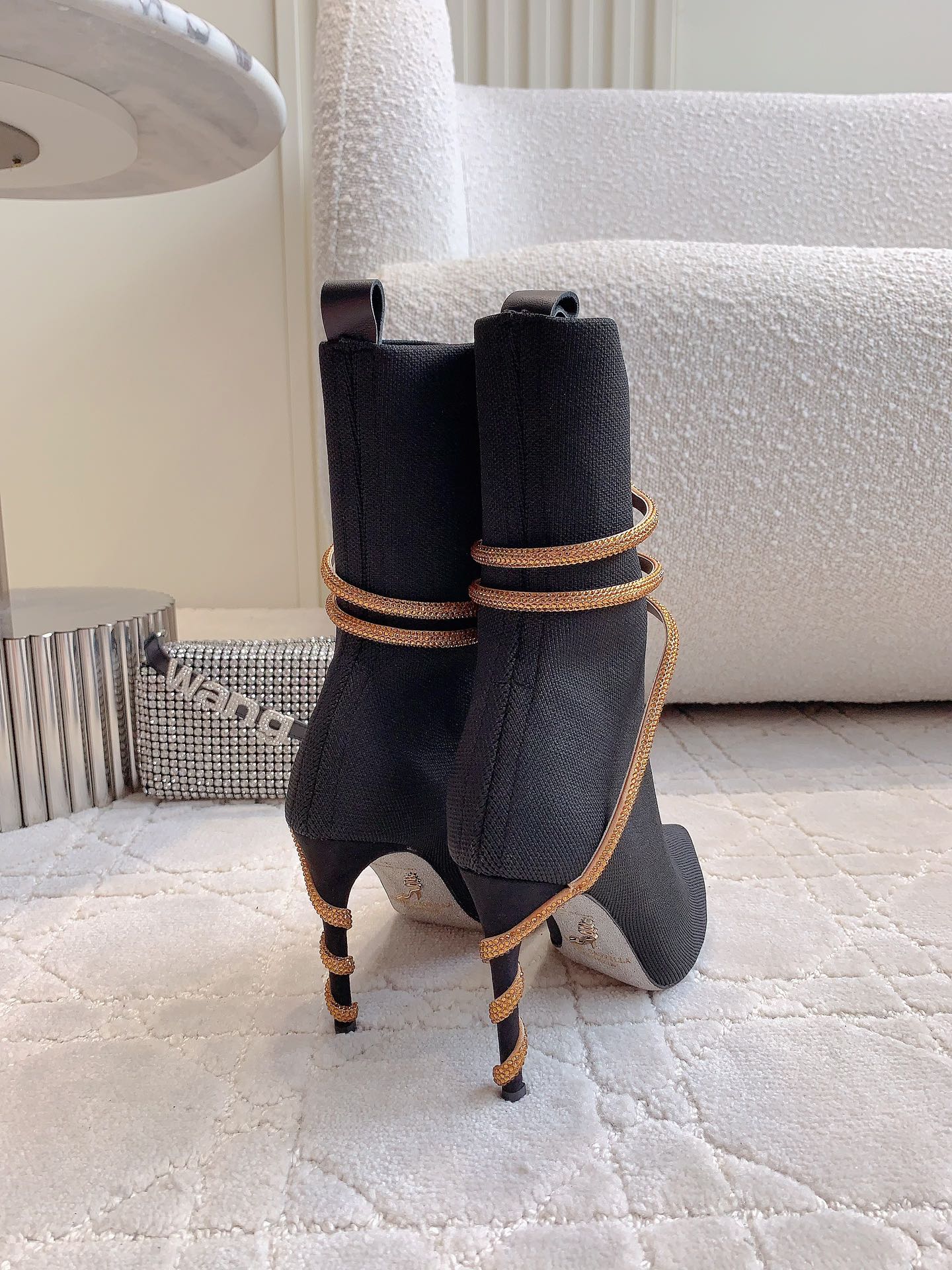 MARGOT BLACK AND GOLD ANKLE BOOT 95 MM