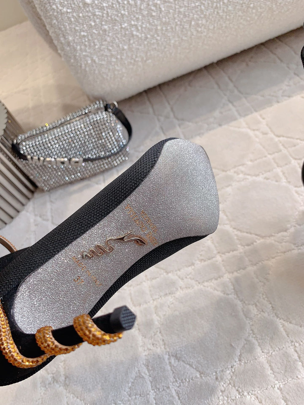 MARGOT BLACK AND GOLD ANKLE BOOT 95 MM