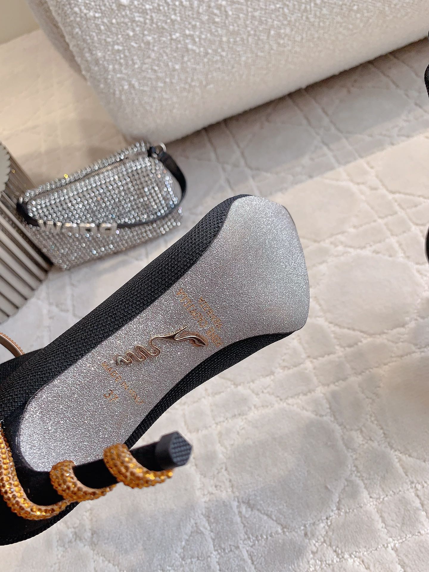 MARGOT BLACK AND GOLD ANKLE BOOT 95 MM