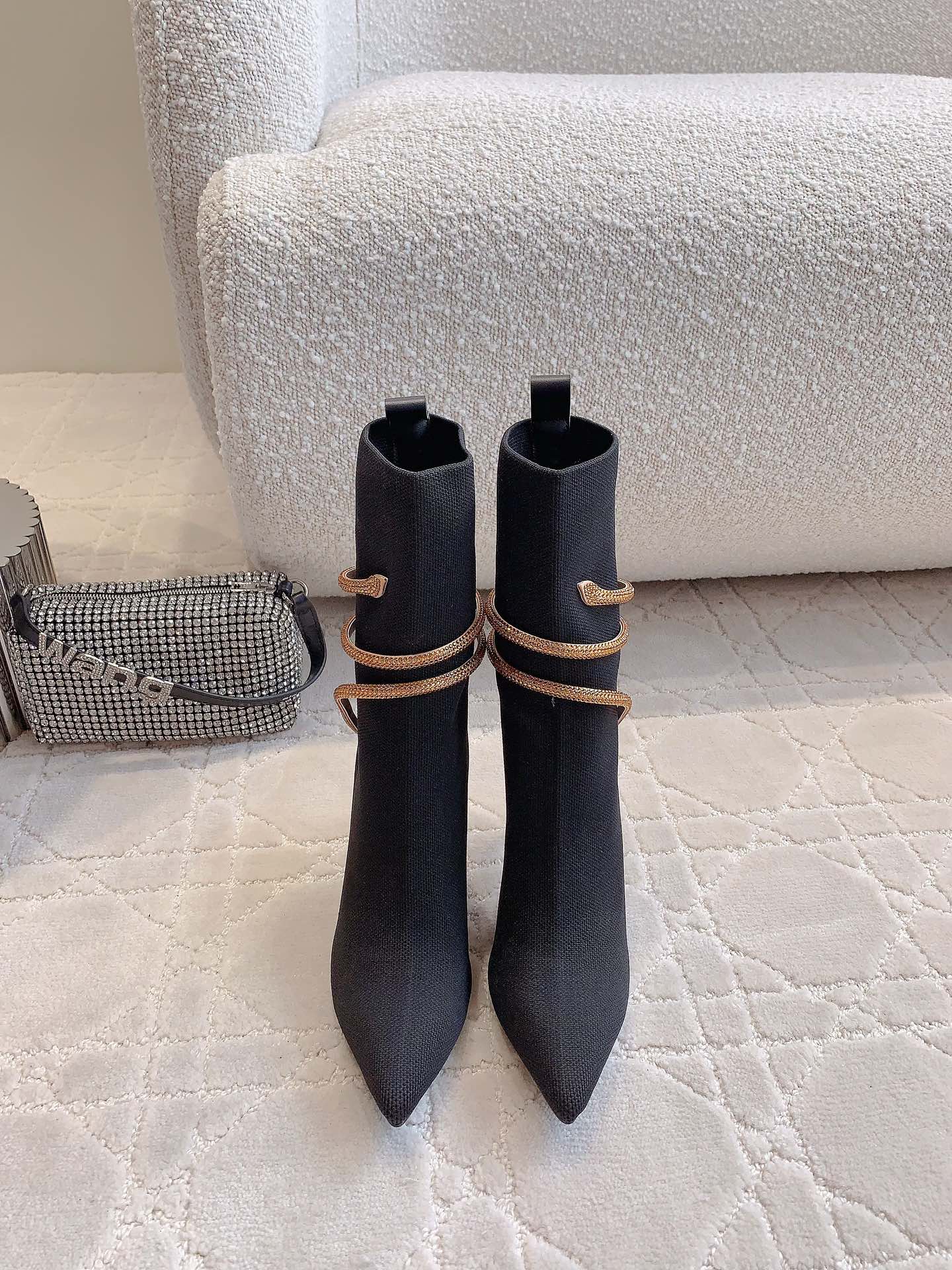 MARGOT BLACK AND GOLD ANKLE BOOT 95 MM
