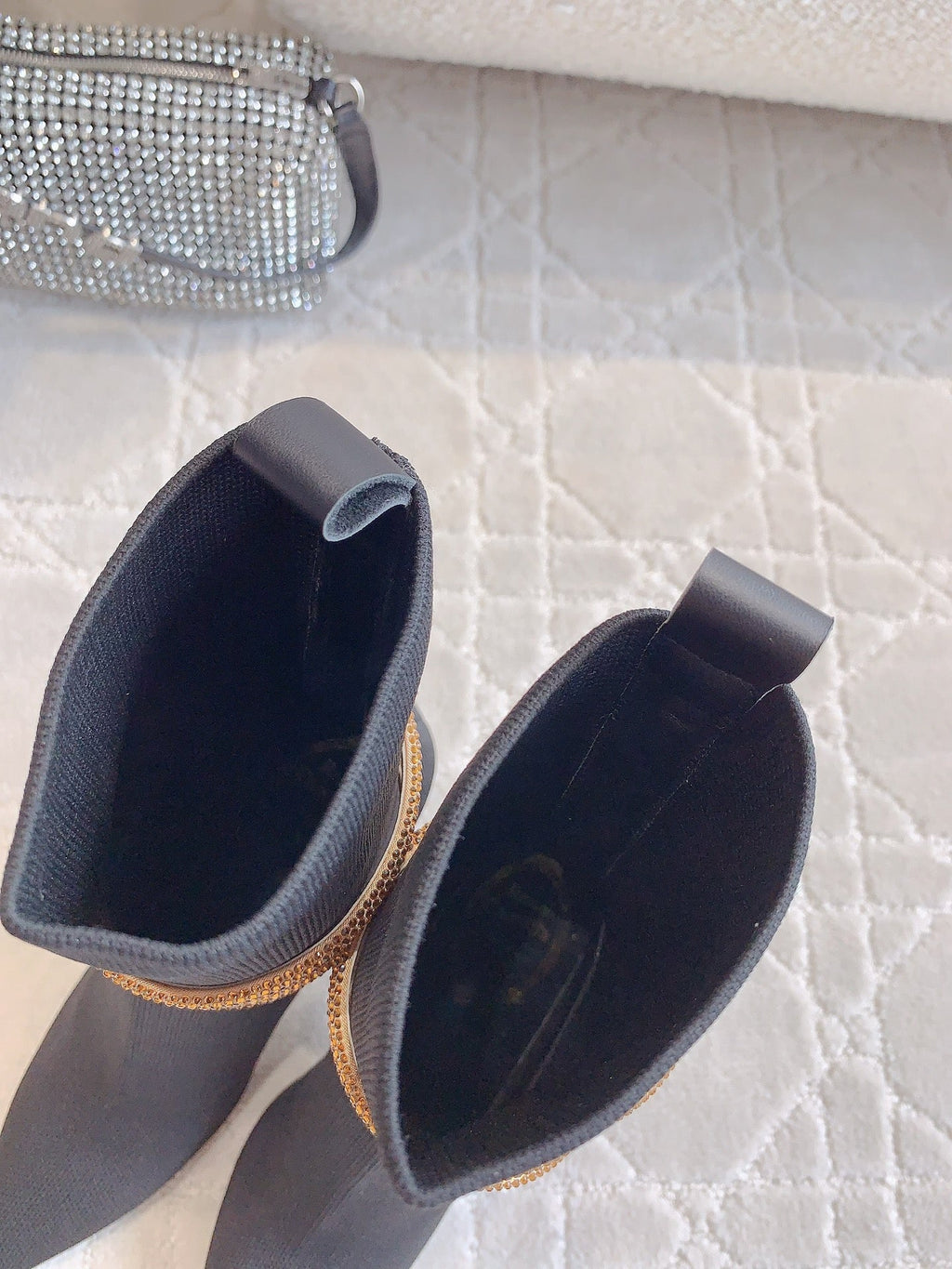 MARGOT BLACK AND GOLD ANKLE BOOT 95 MM
