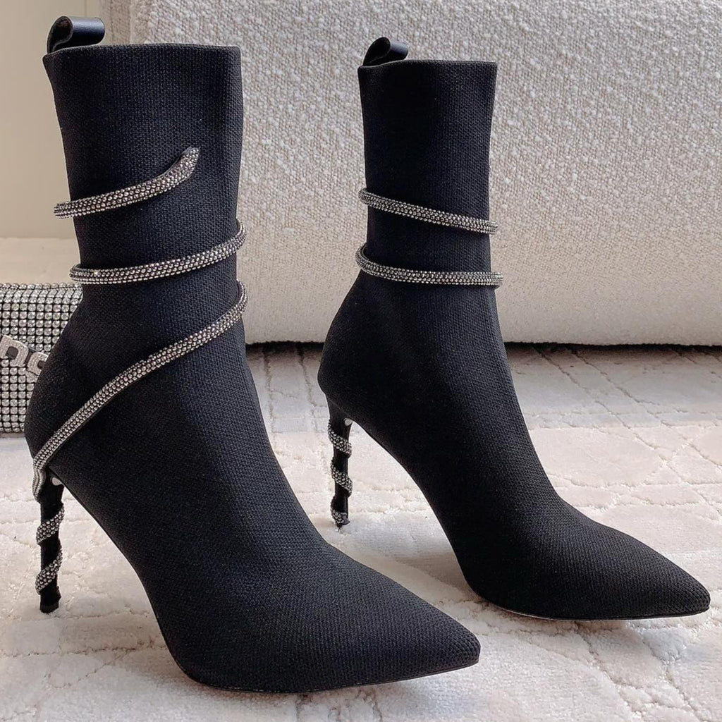MARGOT BLACK AND SILVER ANKLE BOOT 95 MM