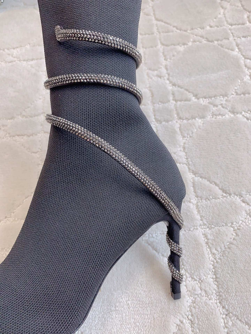 MARGOT BLACK AND SILVER ANKLE BOOT 95 MM
