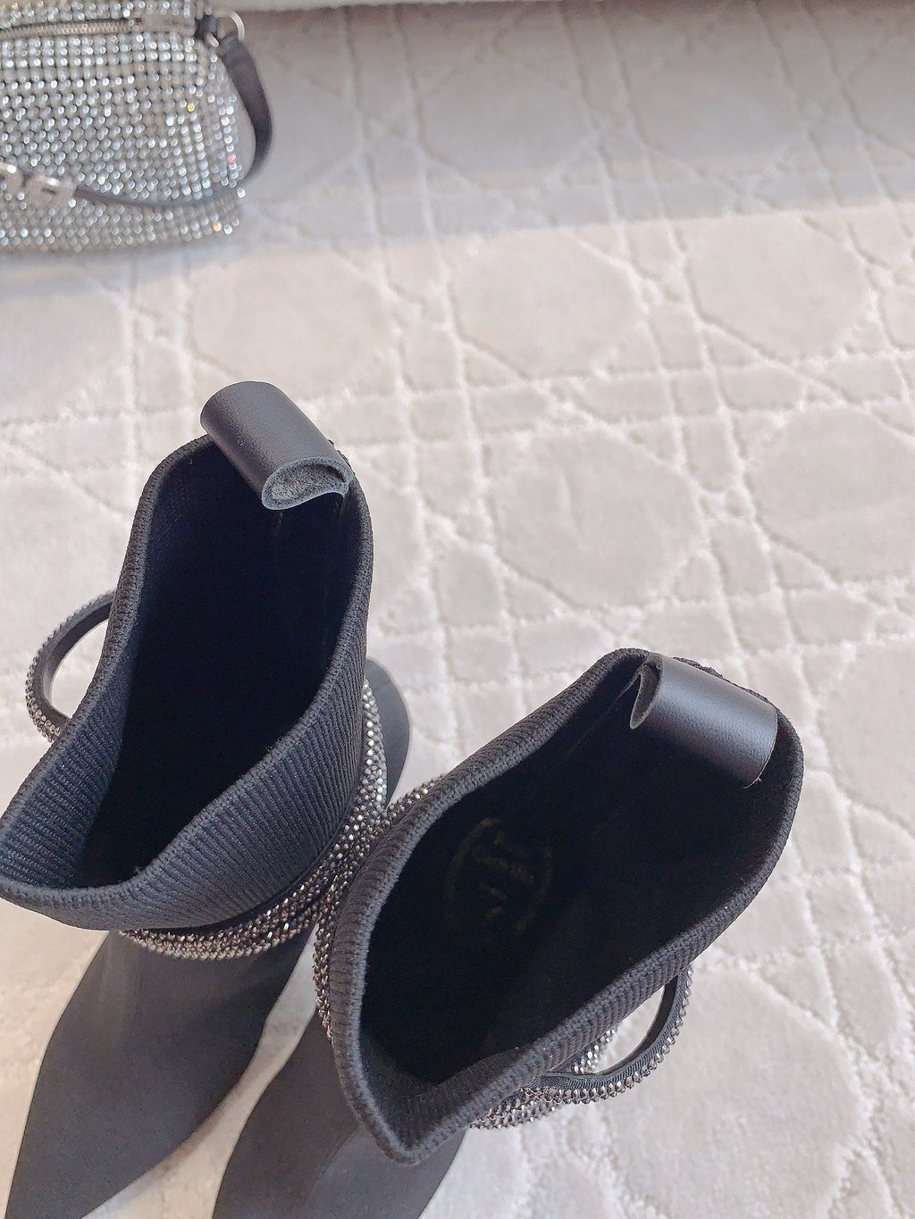 MARGOT BLACK AND SILVER ANKLE BOOT 95 MM