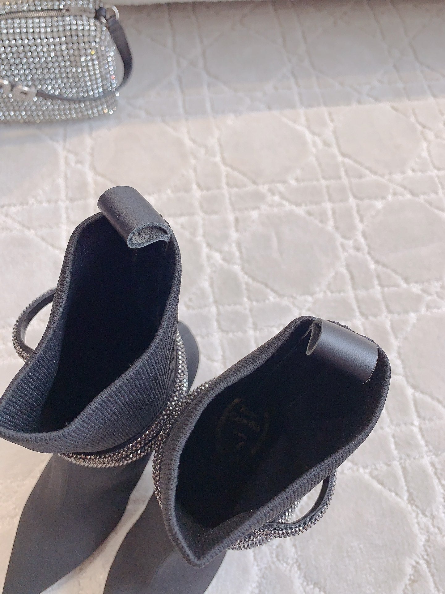MARGOT BLACK AND SILVER ANKLE BOOT 95 MM