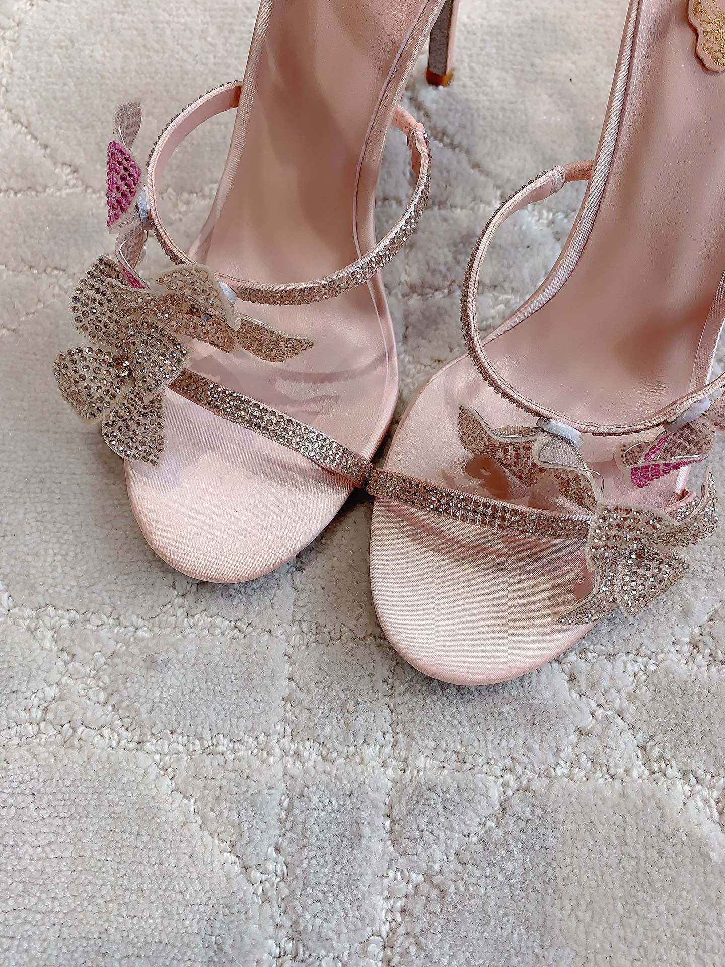 FLORIANE LIGHT PINK SANDAL 95 MM WITH COLORFUL FLOWER