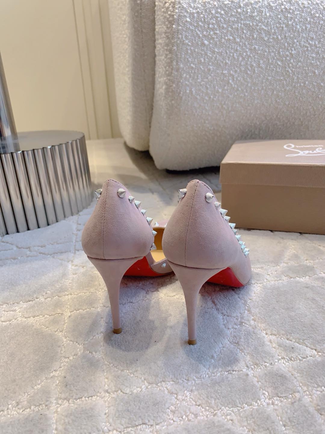 IRIZA PUMPS 85MM IN LIGHT PURPLE SUEDE SILVER SPIKES