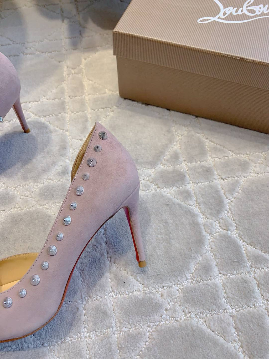 IRIZA PUMPS 85MM IN LIGHT PURPLE SUEDE SILVER SPIKES