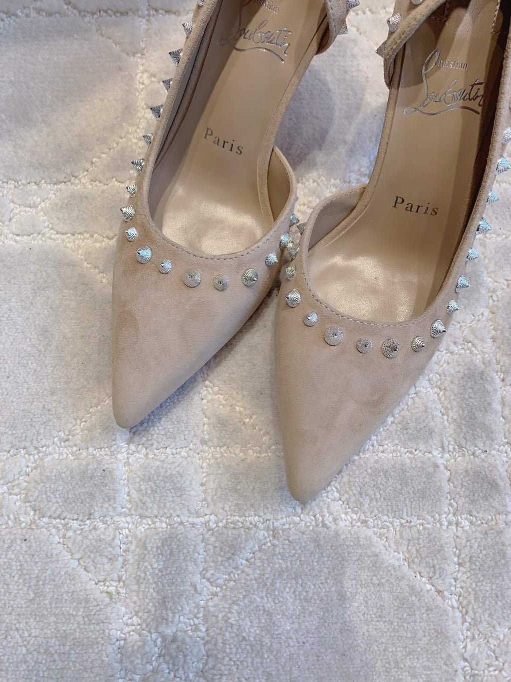 IRIZA PUMPS 85MM IN NUDE SUEDE SILVER SPIKES