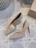 IRIZA PUMPS 85MM IN NUDE SUEDE SILVER SPIKES