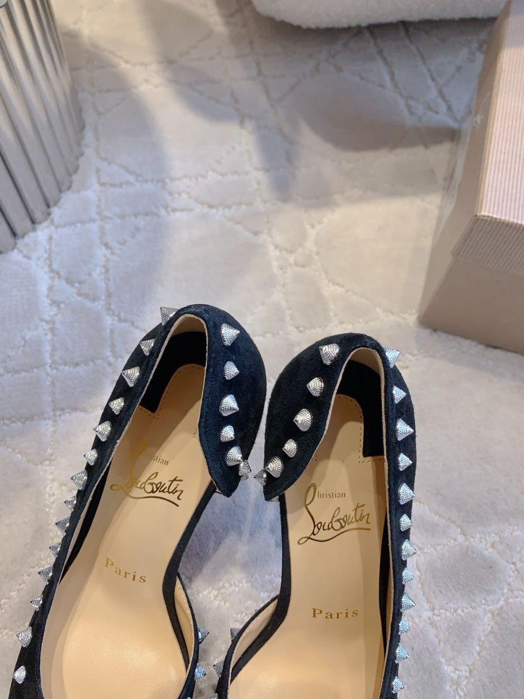 IRIZA PUMPS 85MM IN BLACK SUEDE SILVER SPIKES