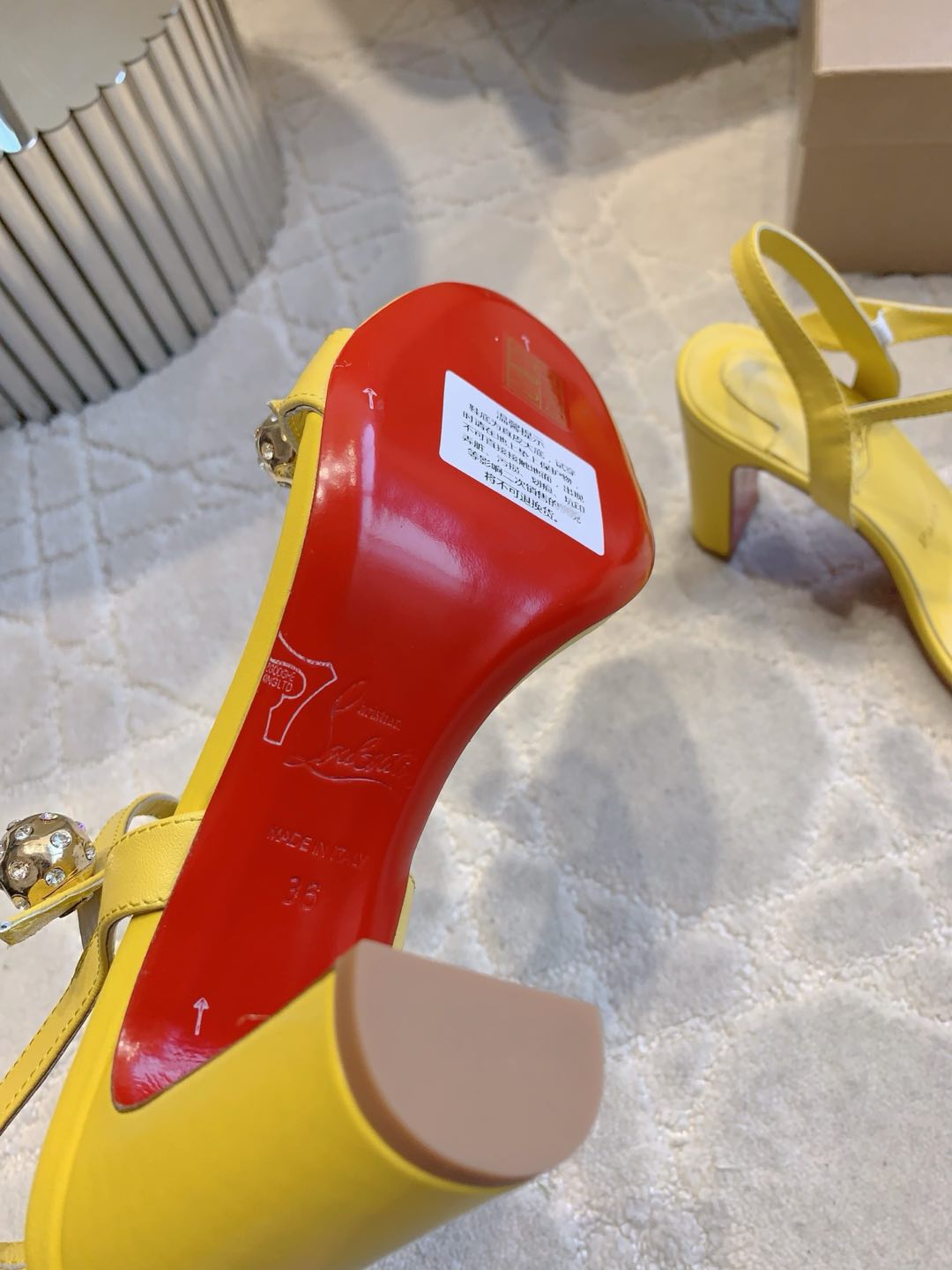 MISS JANE SANDAL 90MM IN YELLOW CALFSKIN EMBELLISHED BALL