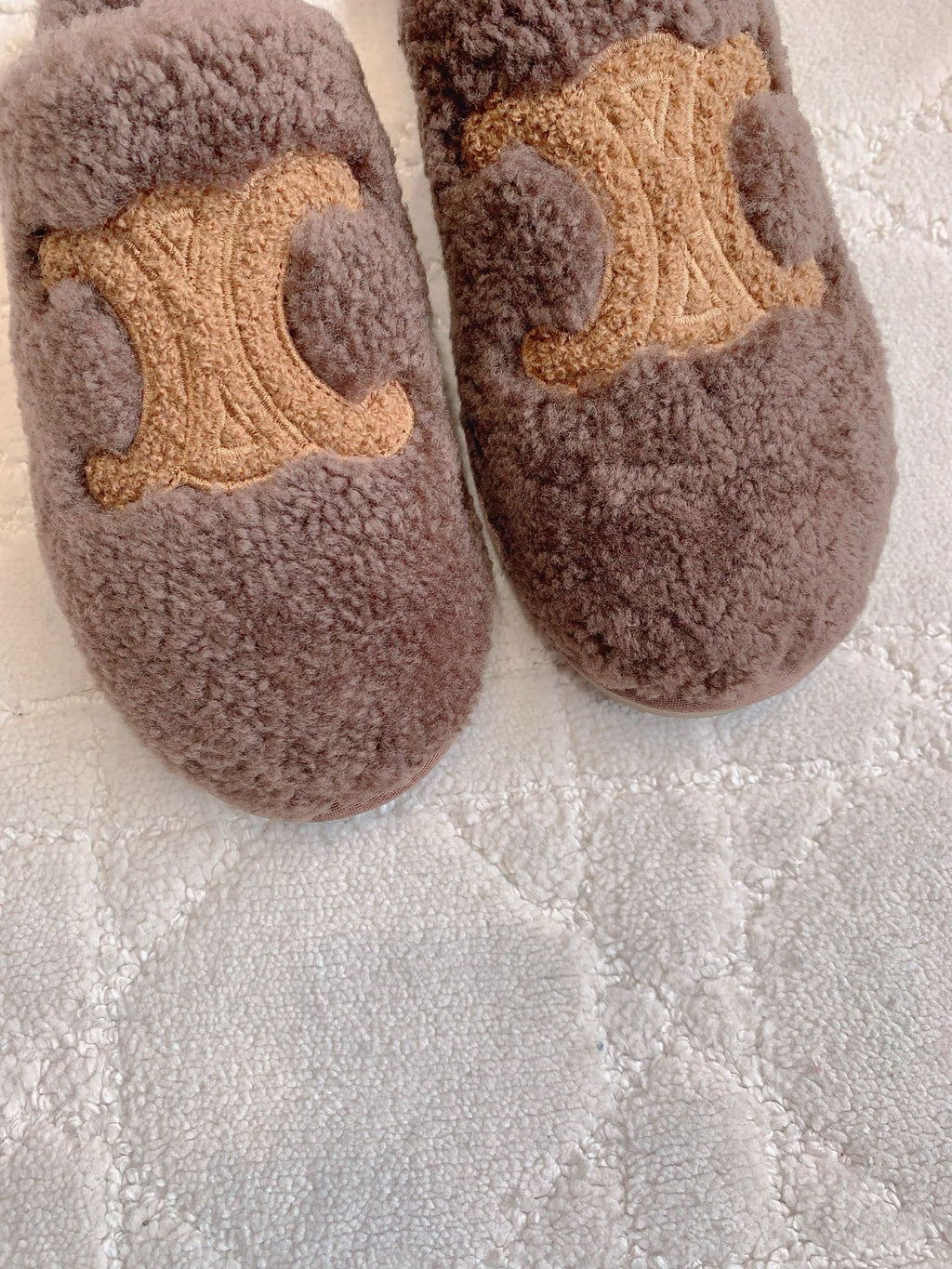 CELINE 26S MULES WITH LOGO IN DARK BROWN WOOL