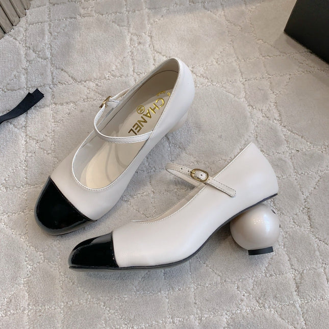CC PEARL HIGH HEELS IN WHITE CALFSKIN