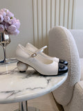 CC PEARL HIGH HEELS IN WHITE CALFSKIN