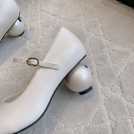 CC PEARL HIGH HEELS IN WHITE CALFSKIN