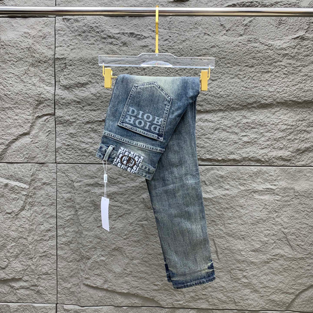 SLIMFIT RETRO-WASHED BLUE STRETCH DENIM JEANS