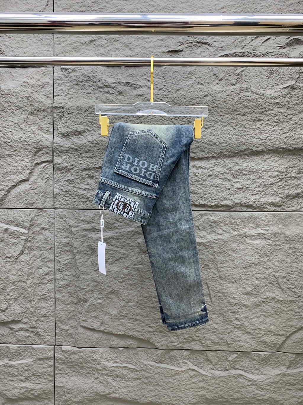 SLIMFIT RETRO-WASHED BLUE STRETCH DENIM JEANS
