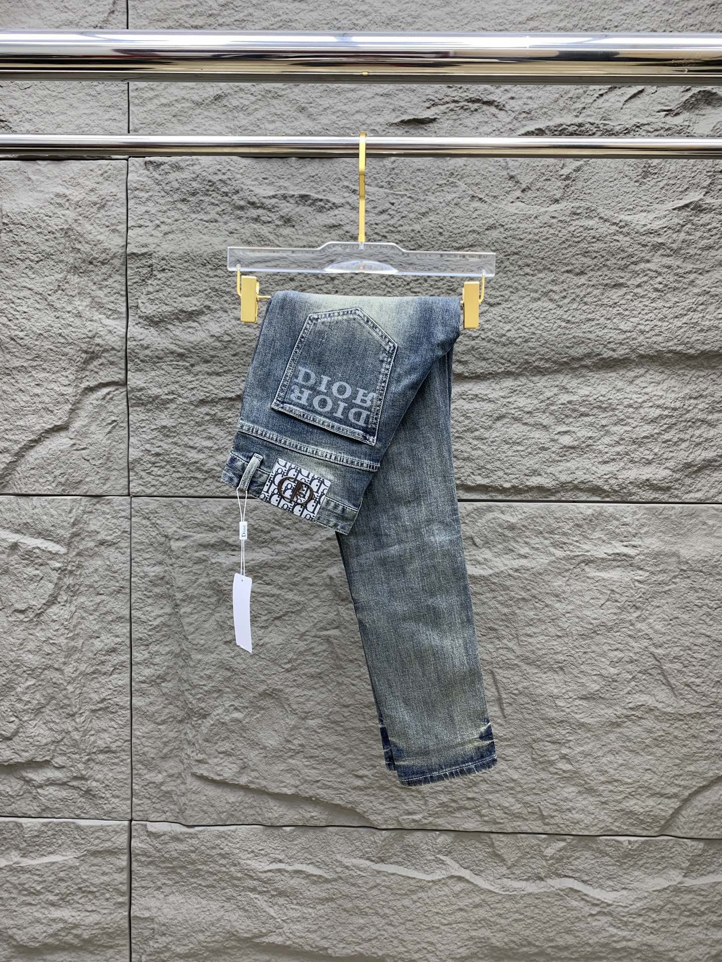 SLIMFIT RETRO-WASHED BLUE STRETCH DENIM JEANS
