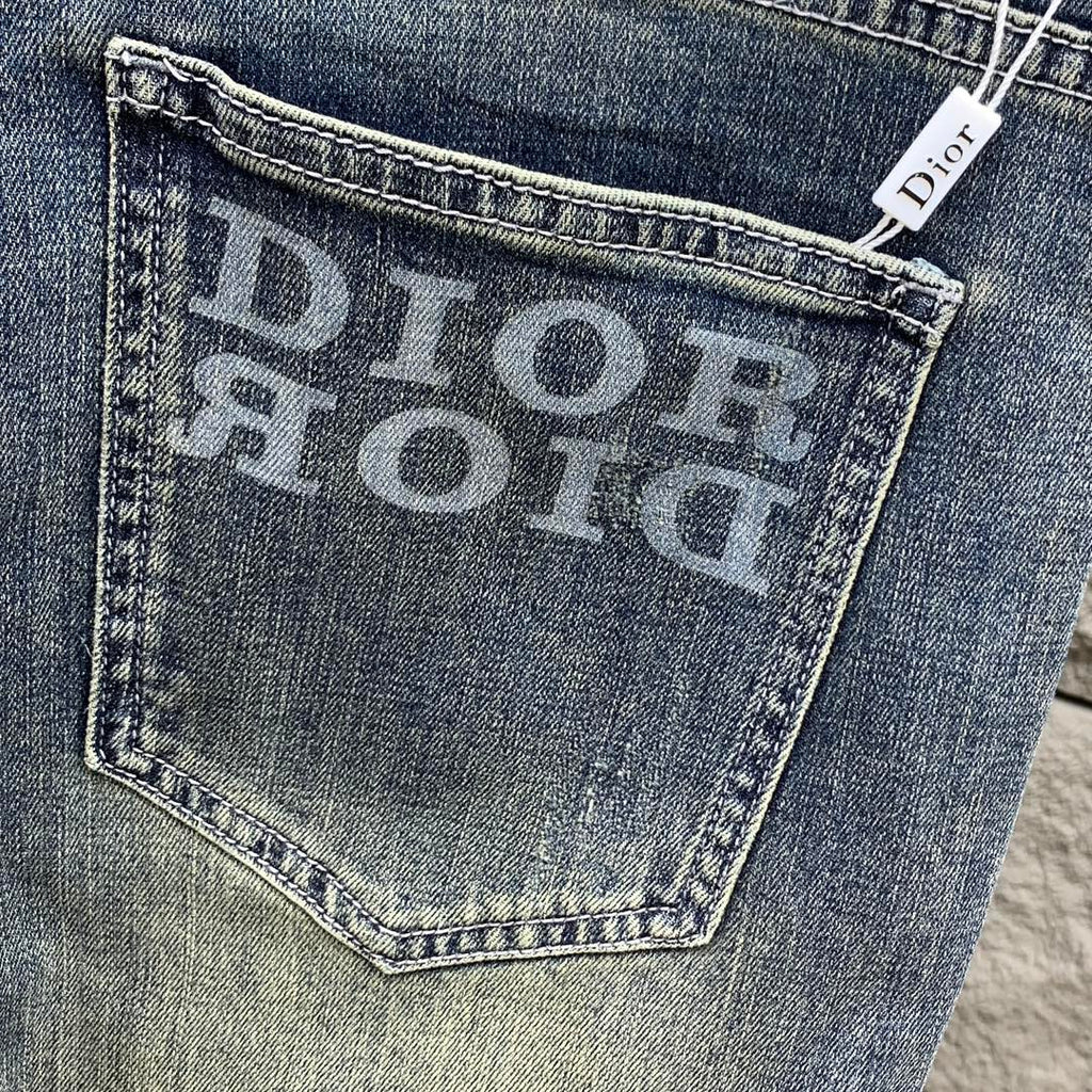 SLIMFIT RETRO-WASHED BLUE STRETCH DENIM JEANS