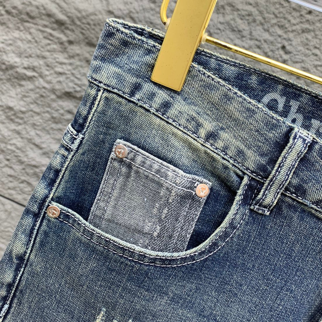 SLIMFIT RETRO-WASHED BLUE STRETCH DENIM JEANS