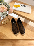FENDI 26S ESPADRILLE LOAFERS IN DARK BROWN CANVAS STYLE 6