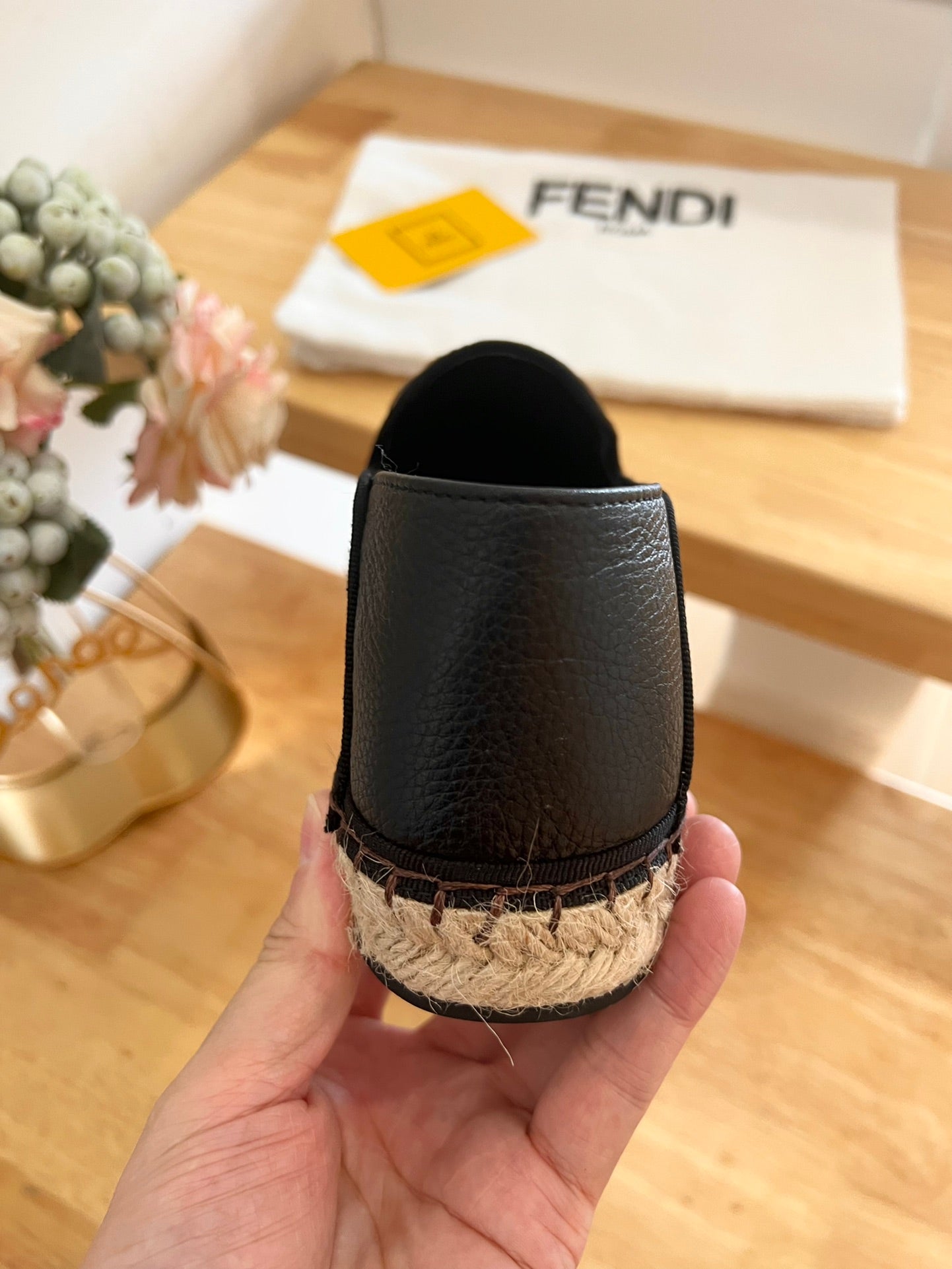 FENDI 26S ESPADRILLE LOAFERS IN DARK BROWN CANVAS STYLE 6