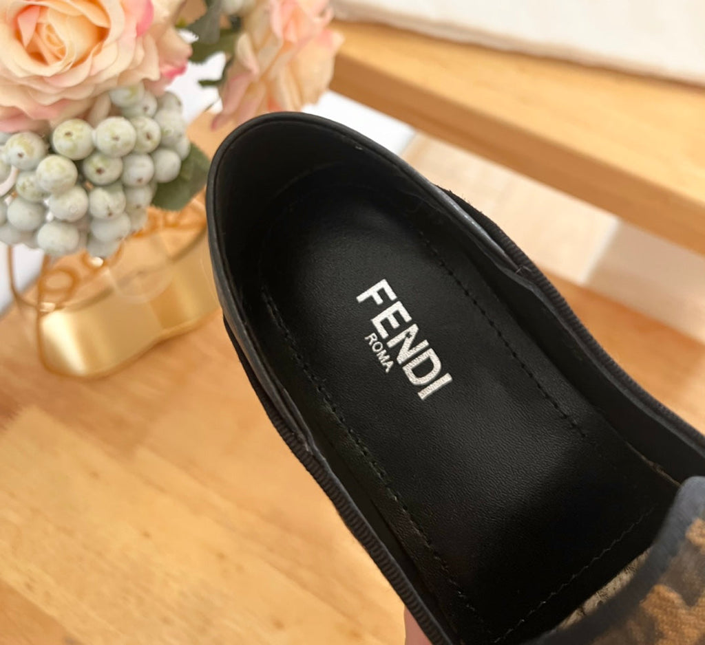 FENDI 26S ESPADRILLE LOAFERS IN DARK BROWN CANVAS STYLE 6