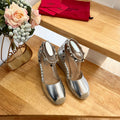 VALENTINO 26S WEDGE SHOES IN SILVER METALLIC CALFSKIN
