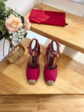 VALENTINO 26S WEDGE SHOES IN DARK PINK CALFSKIN