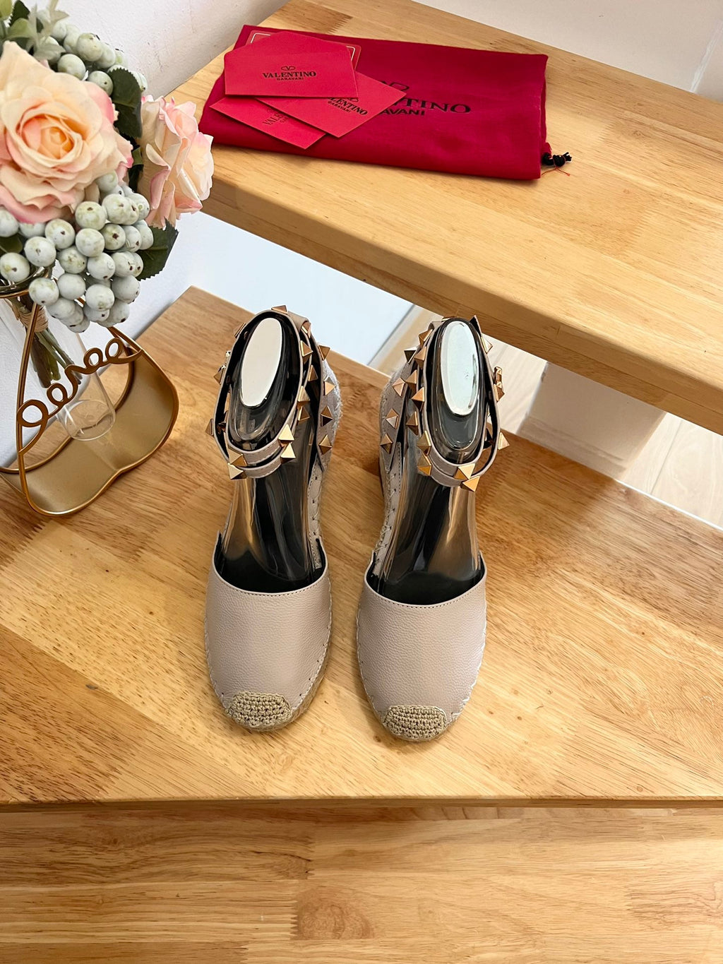 VALENTINO 26S WEDGE SHOES IN BEIGE CALFSKIN
