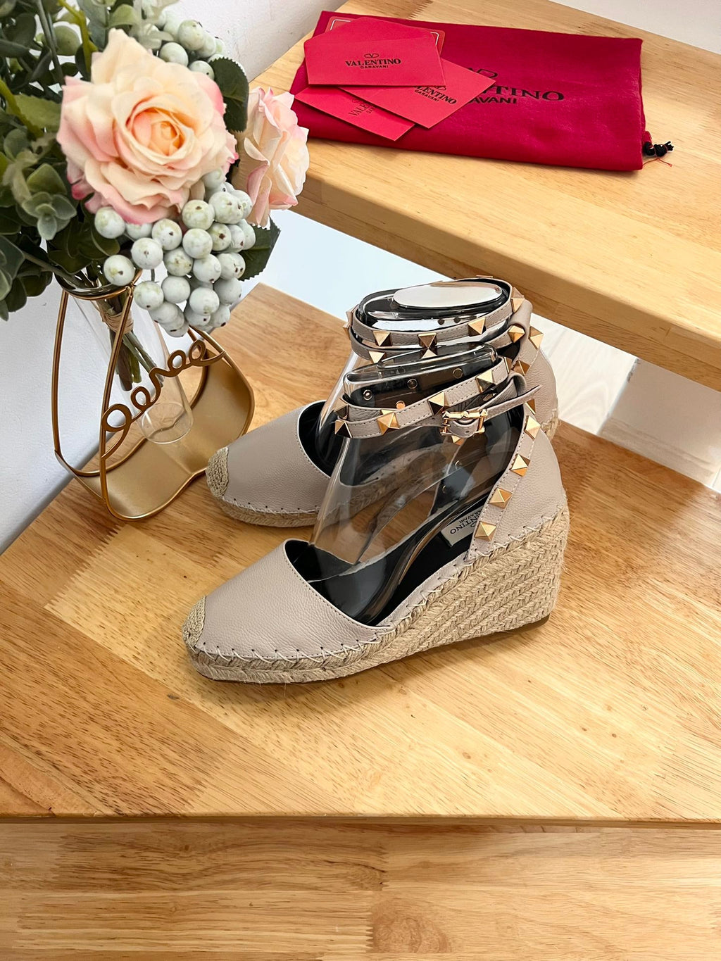 VALENTINO 26S WEDGE SHOES IN BEIGE CALFSKIN