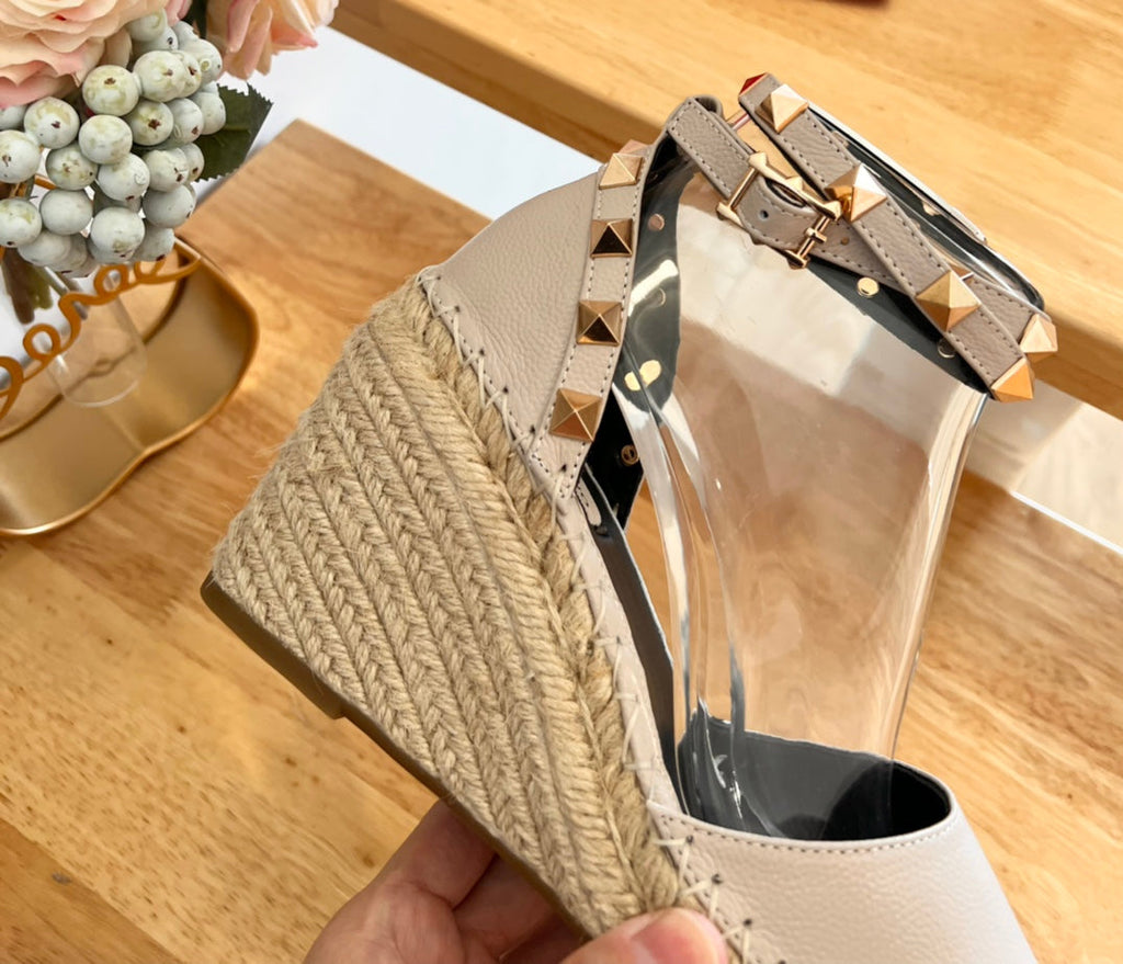 VALENTINO 26S WEDGE SHOES IN BEIGE CALFSKIN