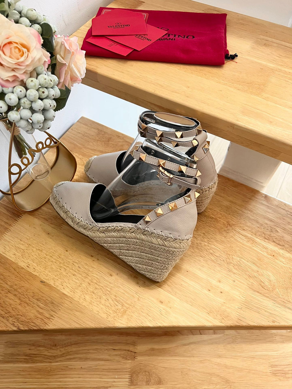 VALENTINO 26S WEDGE SHOES IN BEIGE CALFSKIN