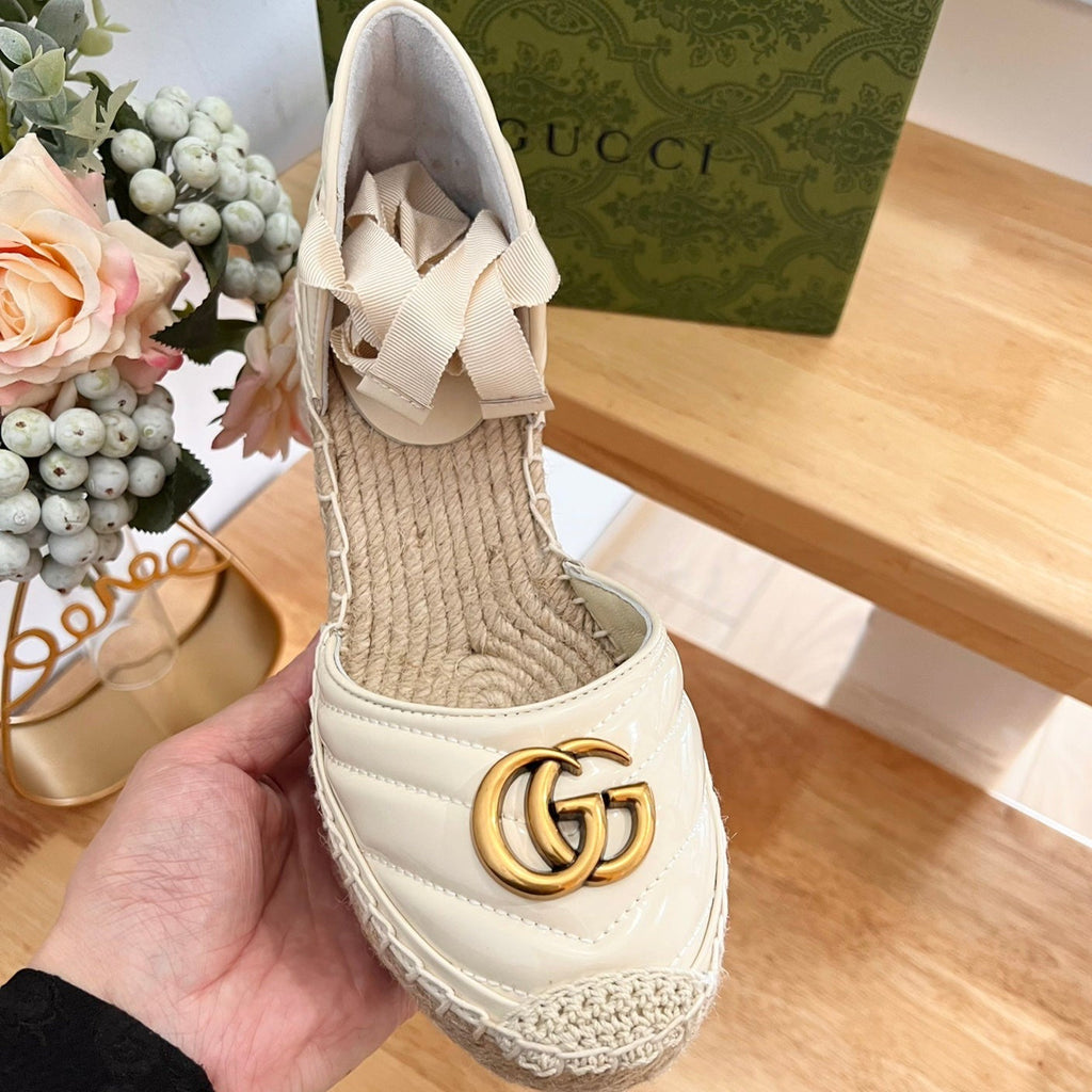 GG  Crochet platform Espadrilles White