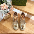 GG  Crochet platform Espadrilles Rose Tan Leather