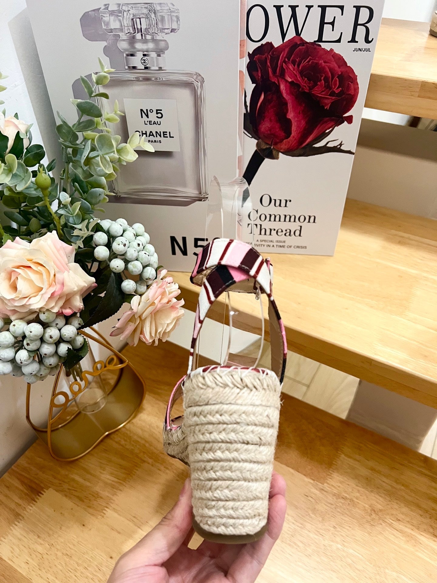 WEDGE SANDALS IN COLORFUL CANVAS 85 MM