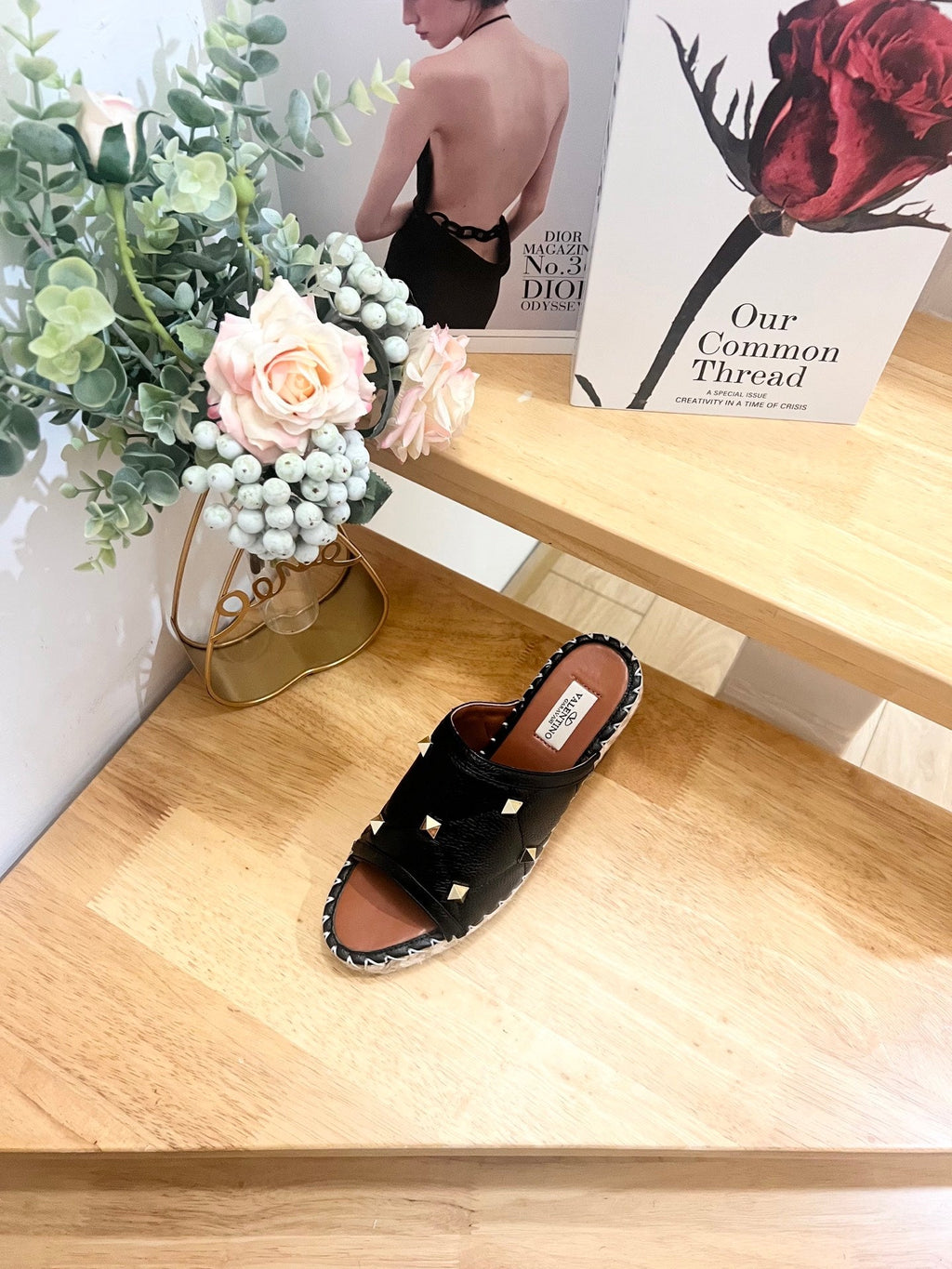 VALENTINO 26S WEDGE SANDALS IN BLACK CALFSKIN