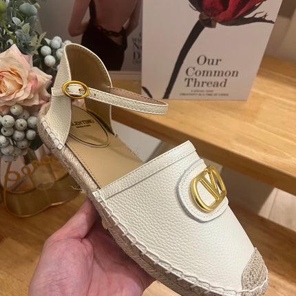 VALENTINO 26S ESPADRILLE SHOES IN WHITE CALFSKIN