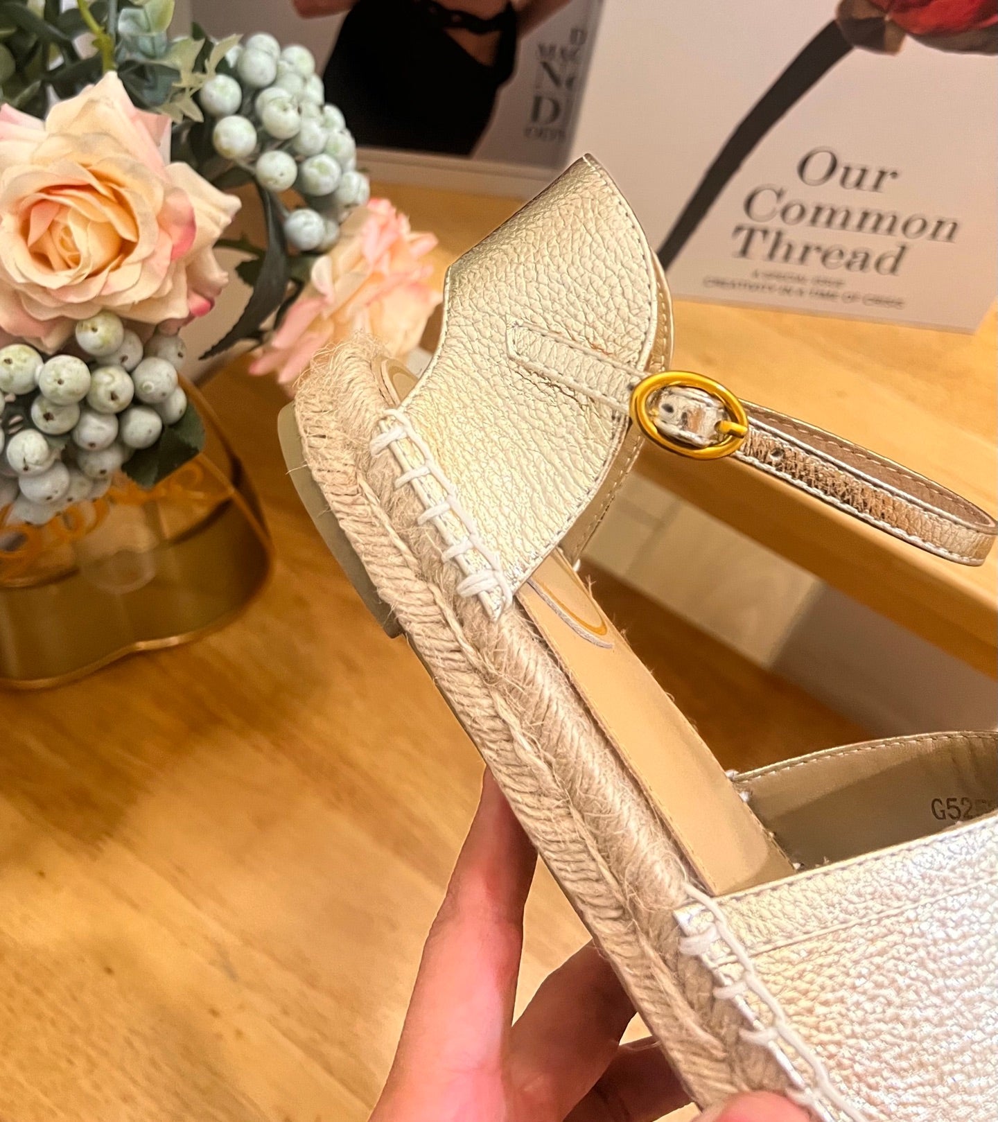 VALENTINO 26S ESPADRILLE SHOES IN METALLIC GOLD CALFSKIN