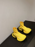 BALENCIAGA 25S SPEED TRAINER SNEAKERS 55 MM IN YELLOW AND BLACK KNIT