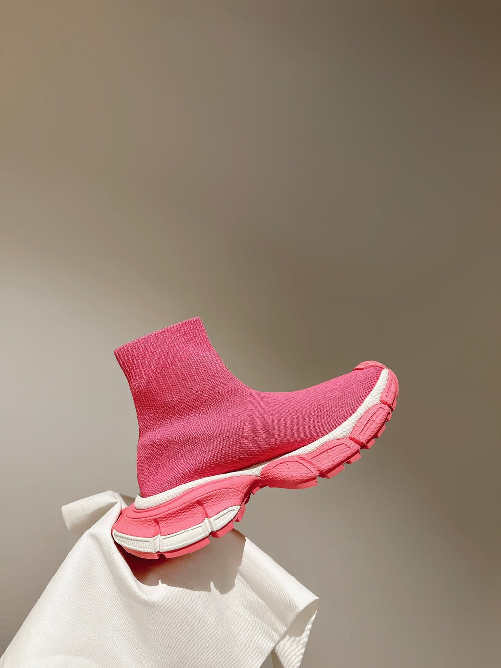 BALENCIAGA 25S SPEED TRAINER SNEAKERS 55 MM IN PINK KNIT