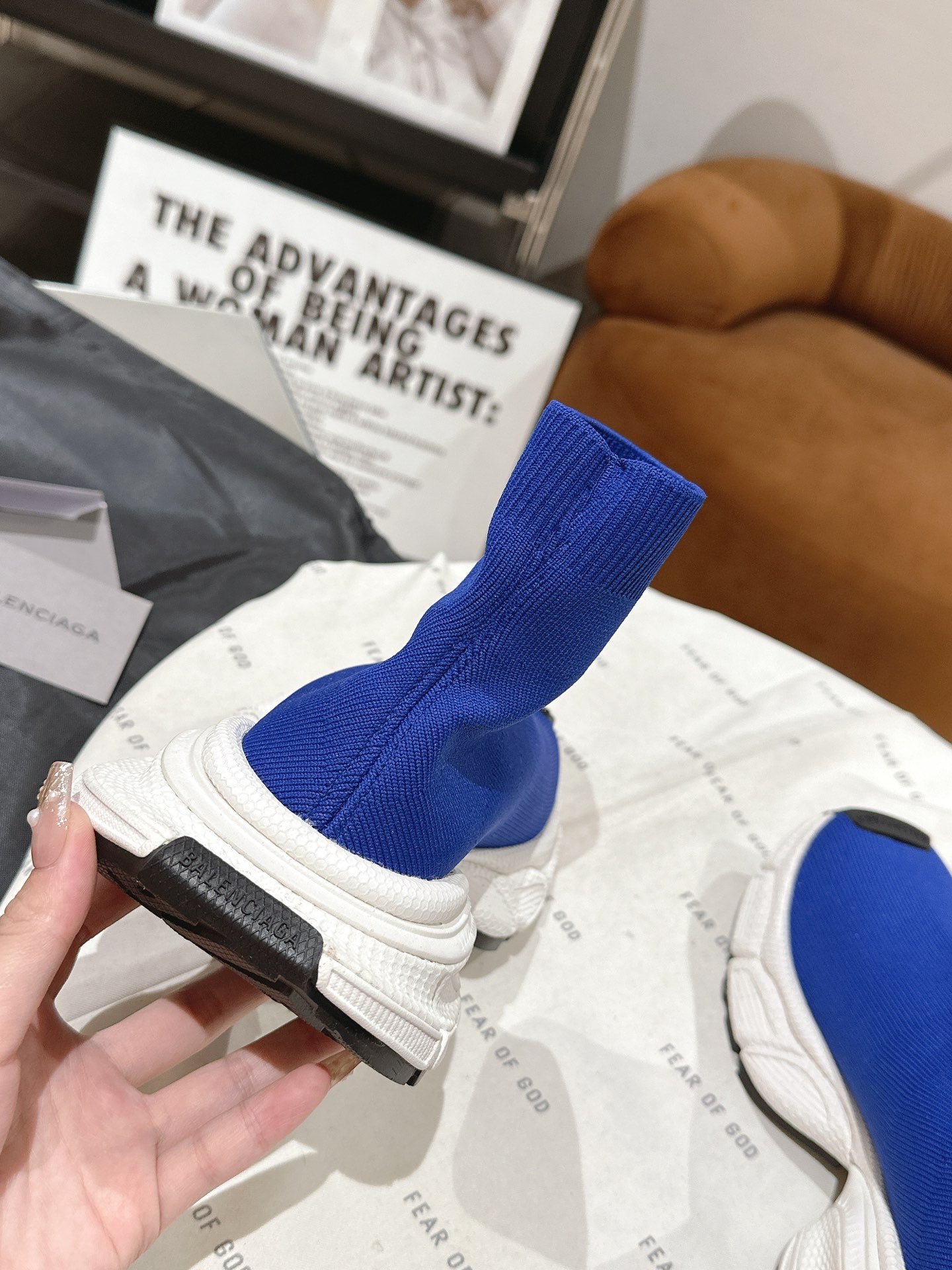 BALENCIAGA 25S SPEED TRAINER SNEAKERS 55 MM IN BLUE KNIT