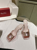 TRUMPET METALLIC MULES IN PINK PATENT CALFSKIN