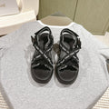 CHLOÉ 26S SANDALS IN BLACK LAMBSKIN AND CANVAS