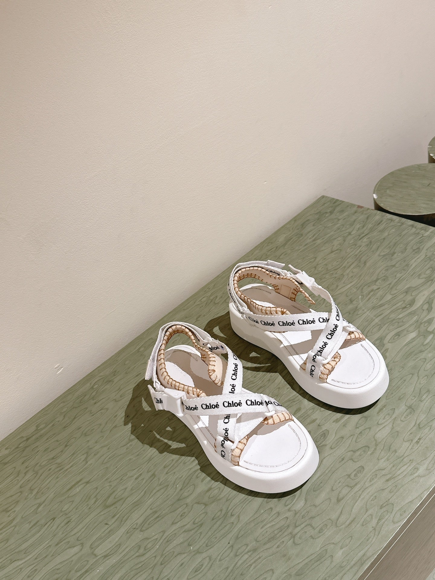 CHLOÉ 26S SANDALS IN WHITE LAMBSKIN AND CANVAS