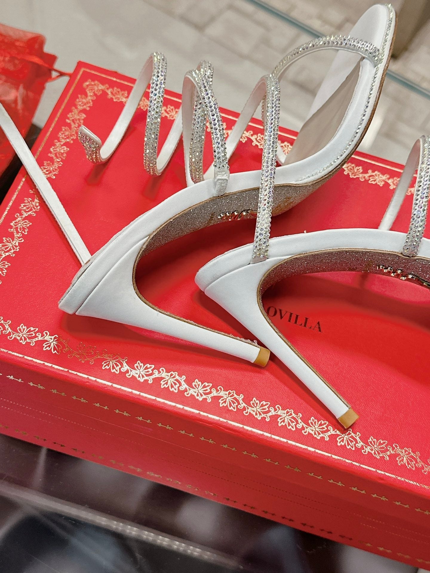 FLORIANE SANDAL 75 MM IN WHITE AND SILVER