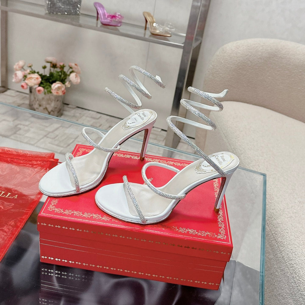 FLORIANE SANDAL 75 MM IN WHITE AND SILVER